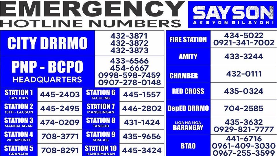 Emergency Hotline Numbers – Councilor Jude Thaddeus “Thaddy” Sayson